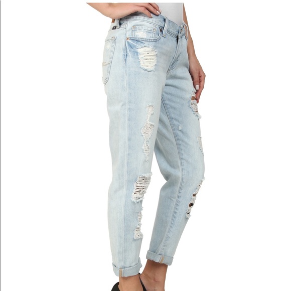 Vintage Sienna Cigarette Boyfriend Jean Cropped Length - Distressed Light Wash - Picture 5 of 9